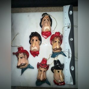Vintage sad cowboy ornaments